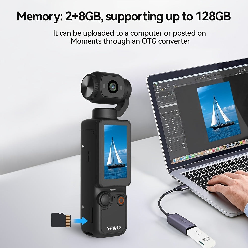 UHD Pocket Camera with 180° Rotating 1.9" Screen, 2000mAh Battery, Webcam Function, USB-C Charging, 32GB Memory Card Included