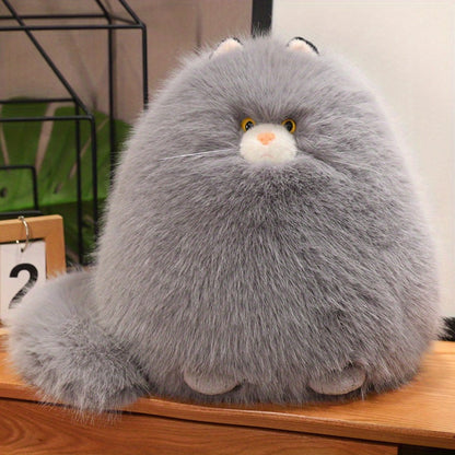 Silly Cat Plush Pillow Long Hair Stuffed Cat Hug Pillow for Sleep Comforting Plush Cat Throw for Entryways, Bedrooms and Living Spaces