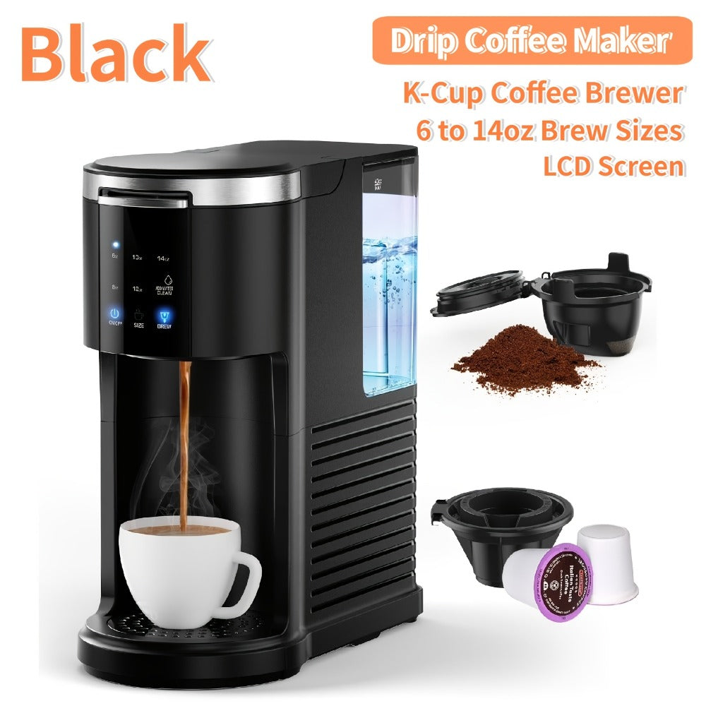 Programmable Coffee Maker 5-Cup & K-Cup Compatible 24-Hour Timer Keep Warm Drip-Free Washable Filter Stainless Steel Home Office Brew