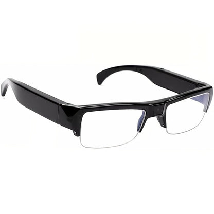 Slim Clear-Lens Camera Glasses in Black with Front Camera and 32GB or 64GB Memory Card Bundles