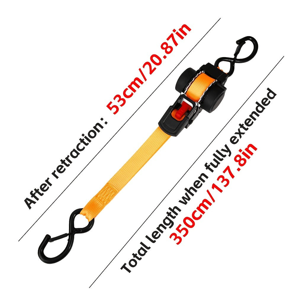 Ratchet Tie-Down Straps with Auto-Retract & Speed Control – Heavy-Duty Cargo Securing Kit with Hooks & Storage Bag | Motorcycle Transport