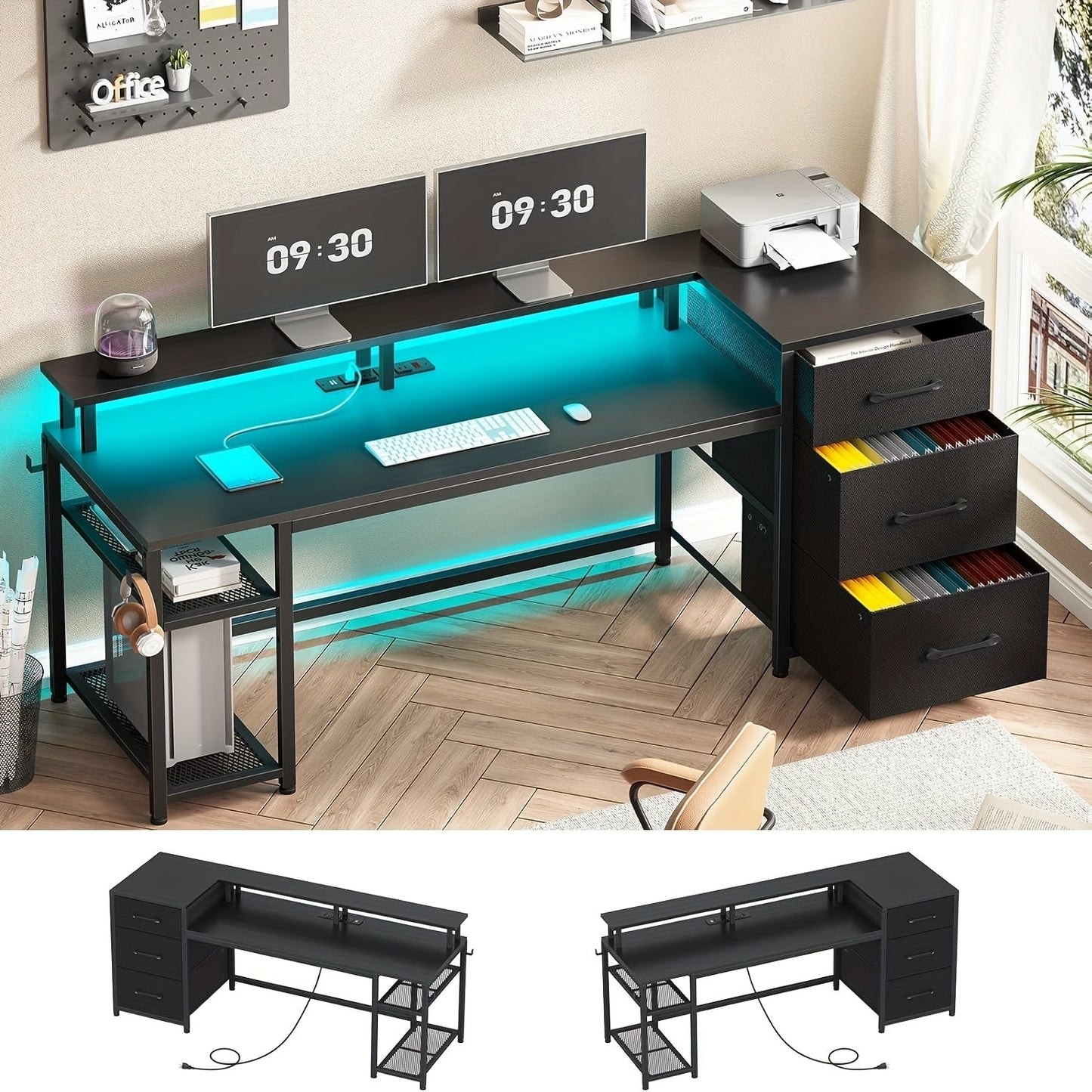 Computer Desk shown in the Black option