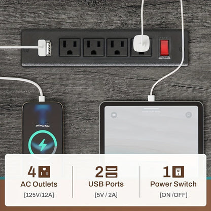 59-Inch Computer Desk with Charging Station and LED Lighting for Home Office detail image - detail view 11