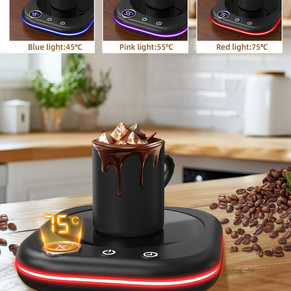 Desktop Coffee Cup Warmer 40W Temperature Display 3 Settings 1- Timer Auto Shut-Off Smart for Entryways, Bedrooms and Living Spaces