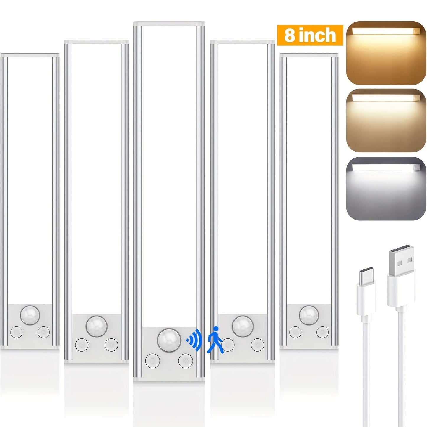 Rechargeable Under Cabinet Lights Wireless, 68 LED Motion Sensor Cabinet Light with 3 Color Temps & 2000mAh Battery