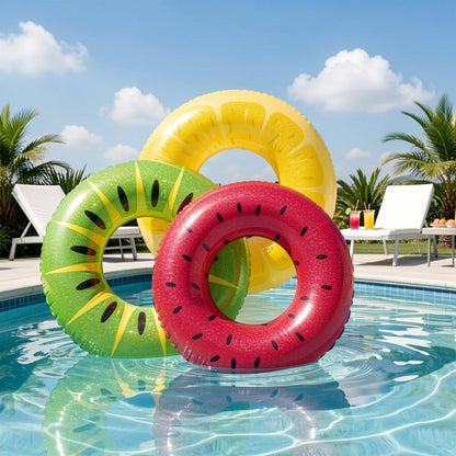Glitter Donut Pool Float 3 Pack 32.5 Inch Inflatable Swim Ring Set – Strawberry Chocolate Mint Pool Tubes for Summer Pool Party