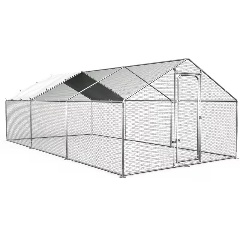 Metal Chicken Run Outdoor Poultry Cage Large Walk-in Enclosure for Chickens Ducks Rabbits for Garden, Patio and Yard Use