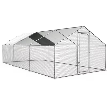 Metal Chicken Run Outdoor Poultry Cage Large Walk-in Enclosure for Chickens Ducks Rabbits for Garden, Patio and Yard Use