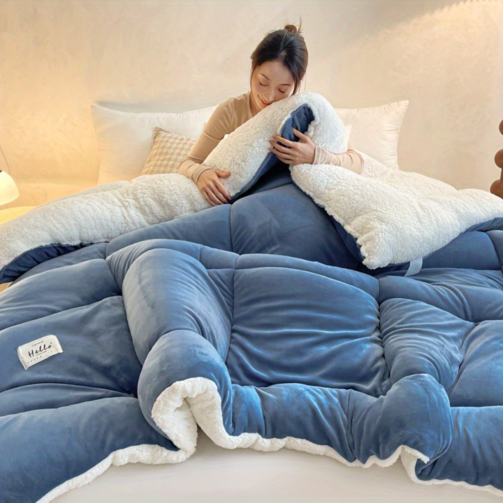 Box-Quilted Solid Comforter in Five Colors with Twin, Full, Queen and King Dimension Options