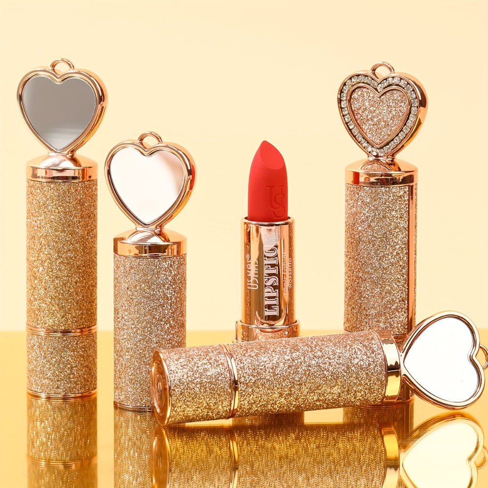 Matte Lipstick Heart-Shaped Design 24H Long-Lasting Velvet Finish – Transfer-Resistant Highly Pigmented Buildable Lip Color