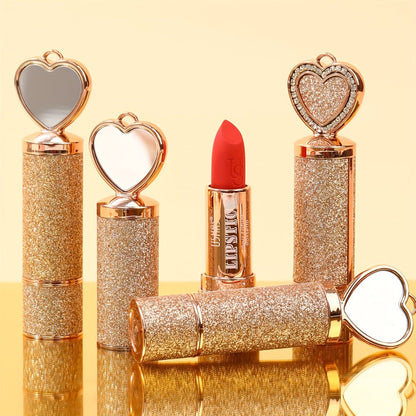 Matte Lipstick Heart-Shaped Design 24H Long-Lasting Velvet Finish – Transfer-Resistant Highly Pigmented Buildable Lip Color