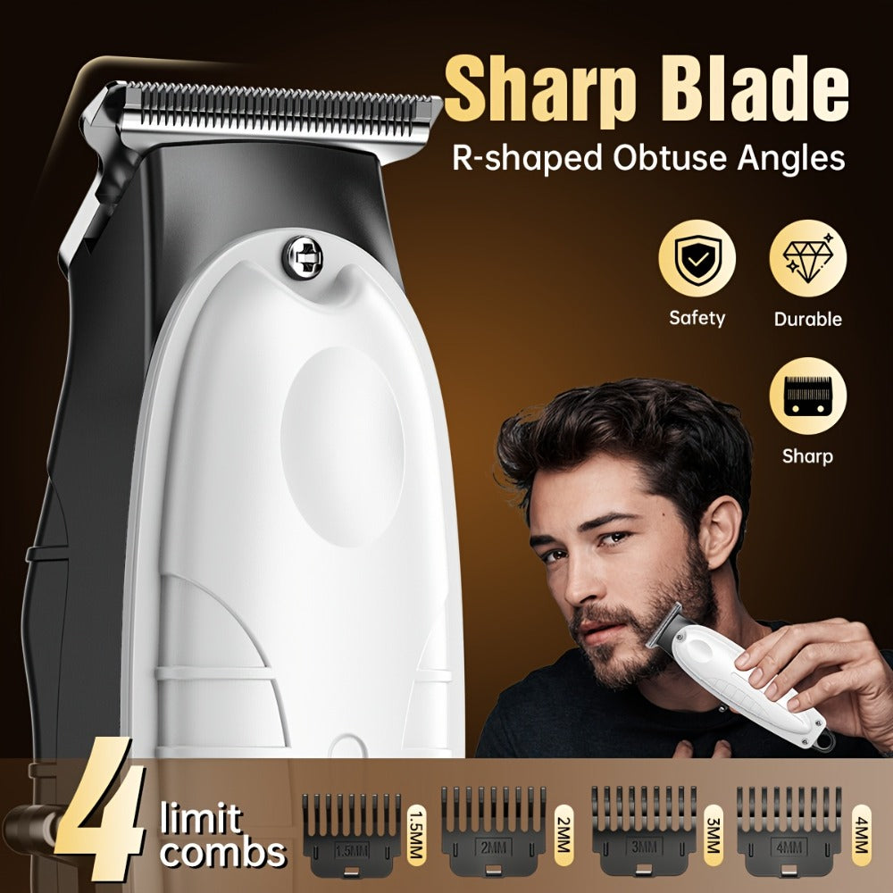 Hair Clippers & Trimmers White One-, Two- or Three-Piece Set with LCD Displays, USB-C Charging and Guide Combs