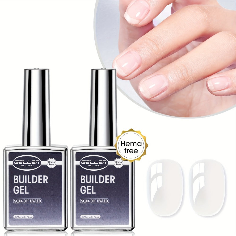 Clear Builder Gel HEMA-Free 5-in-1 2pcs 1.35oz – Nail Extension Strengthener Apex Construction Art Sealing & Repair | Soak-Off UV LED 28+