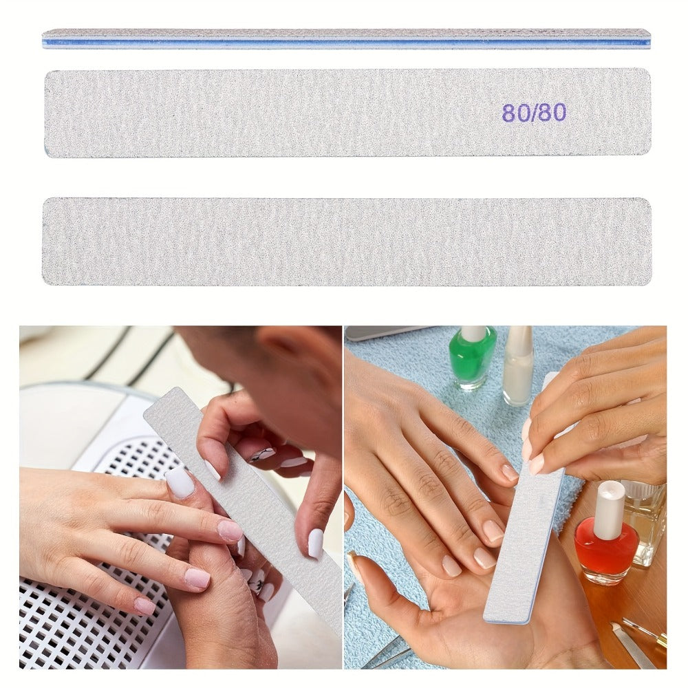 Professional Nail Files 50pcs Bulk Set Double Sided Emery Boards – 80/80, 100/100 & 100/180 Grit Options for Acrylic