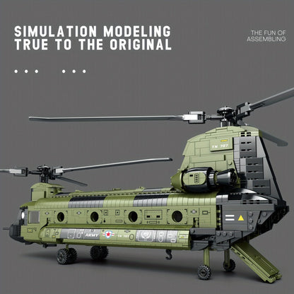 Chinook Helicopter Building Blocks Set 1622 Pcs – US Military CH-47 Transport Helicopter MOC Model Kit Adults Teens Aviation Military Fan