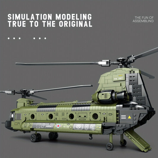Chinook Helicopter Building Blocks Set 1622 Pcs – US Military CH-47 Transport Helicopter MOC Model Kit Adults Teens Aviation Military Fan