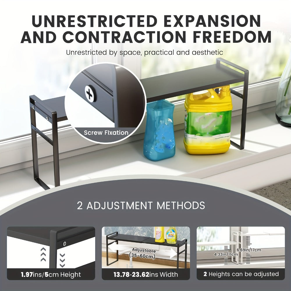 Narrow Shelf Organizer for Kitchen Bathroom Windowsill, Slim Adjustable Stackable Rack for Small Spaces