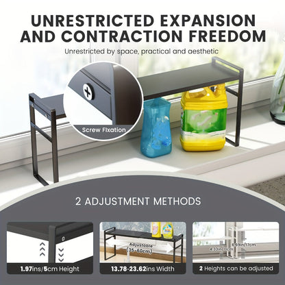 Narrow Shelf Organizer for Kitchen Bathroom Windowsill, Slim Adjustable Stackable Rack for Small Spaces
