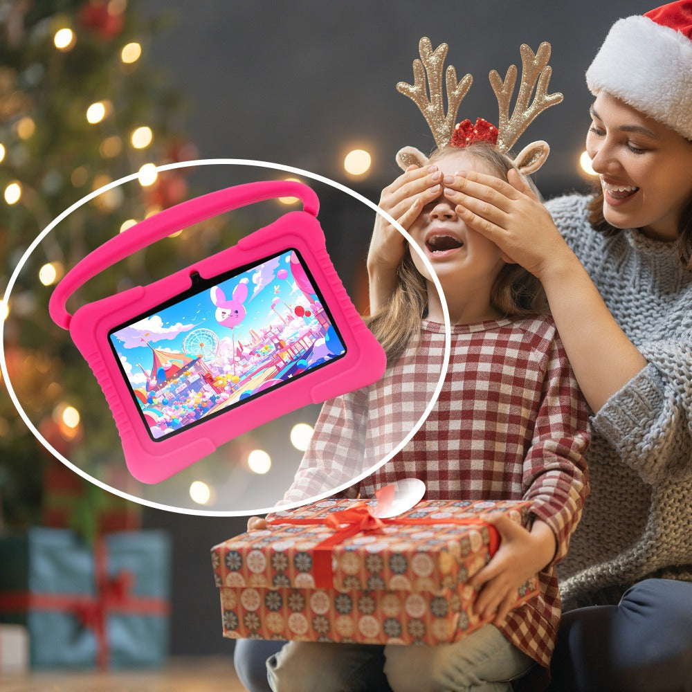 Kids Tablet 7 Inch with Android, 2GB RAM, 16GB Built-In Storage, Dual Cameras and Silicone Case