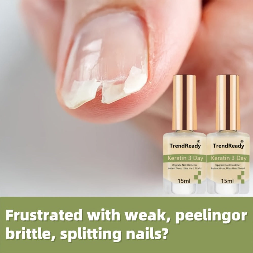 Nail Hardener 2 Bottles Extra Strong & Jelly Nude – Keratin Ridge Filler Base Coat for Weak Damaged Brittle Nails