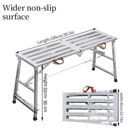 Folding Scaffold Step Stool Adjustable Height 39-79" Portable Steel Work Platform for Home Renovation Painting Car Washing RV Cleaning