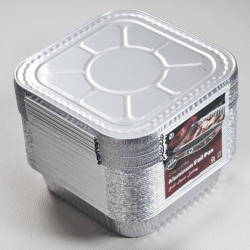 Aluminum Foil Pans 8x8 Inch 30 Pack with Lids Disposable Square Cake Pans, Baking Cooking Freezing & Meal Prep Containers