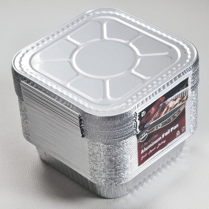 Aluminum Foil Pans 8x8 Inch 30 Pack with Lids Disposable Square Cake Pans, Baking Cooking Freezing & Meal Prep Containers