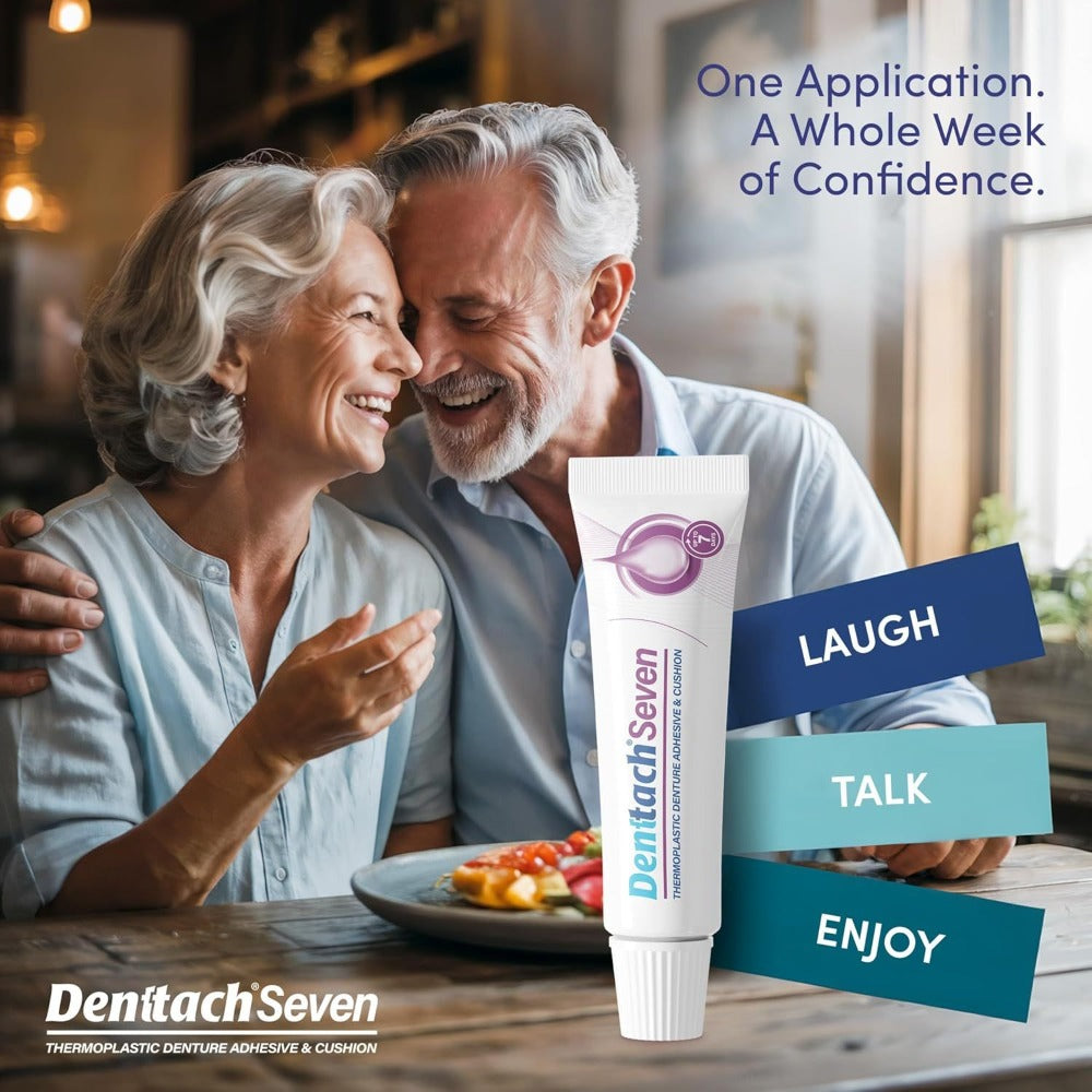 Thermoplastic Denture Cushion Adhesive & Soft Reliner, 7-Day Secure Hold, Zinc-Free No-Glue Formula, Upper &