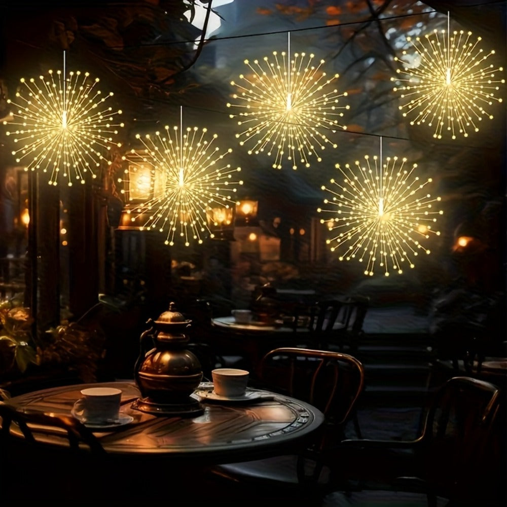 Solar Starburst Lantern Fairy Lights Outdoor 5 Pack 450 LED – Remote & Timer, 8 Modes, Adjustable Brightness