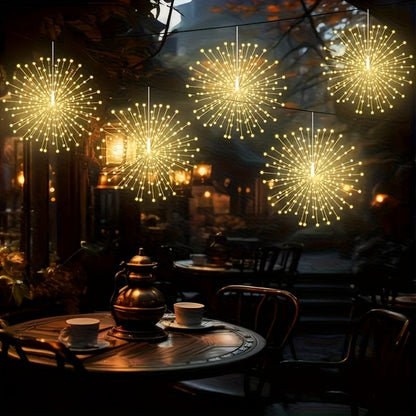 Solar Starburst Lantern Fairy Lights Outdoor 5 Pack 450 LED – Remote & Timer, 8 Modes, Adjustable Brightness