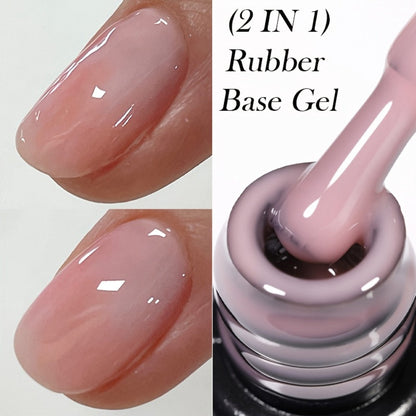 Rubber Base Gel Polish Set 6pcs Nude Pink 2-in-1 Builder Base Coat – Self-Leveling Soak Off UV LED Semi-Permanent Long-Lasting Gel Manicure