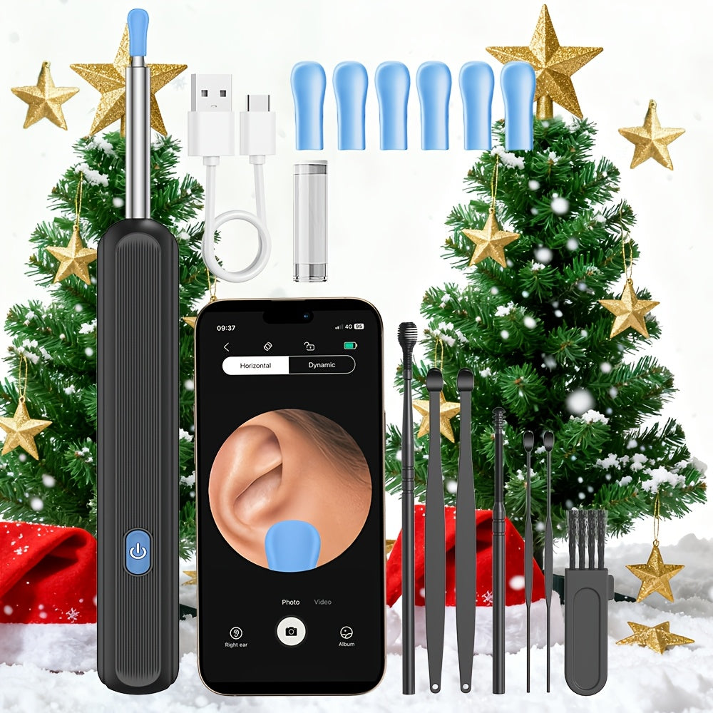 1080P Ear Wax Removal Tool with Camera – Wi-Fi Ear Cleaning Kit with 6 Spoons & Tweezers, Rechargeable, Visual Ear Cleaner for Safe Ear Care