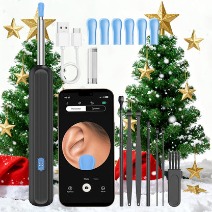 1080P Ear Wax Removal Tool with Camera – Wi-Fi Ear Cleaning Kit with 6 Spoons & Tweezers, Rechargeable, Visual Ear Cleaner for Safe Ear Care
