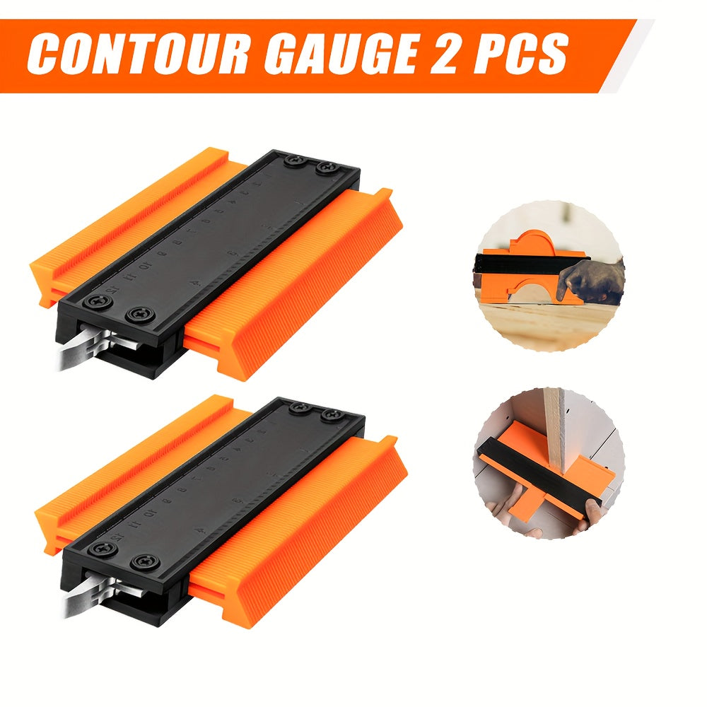Contour Gauge Profile Shape Replicator Tool 2-Pack Adjustable Precision Irregular Shape Measuring Ruler for Woodworking Tile Carpet Laminate