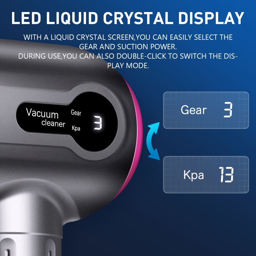 15, 000Pa Cordless Handheld Vacuum Cleaner with Brushless Motor, Clear Dust Cup, Blower and Pump Heads