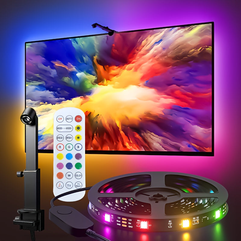 TV LED Backlight with Camera Screen Sync RGBW 5ft – Real-Time Color Matching USB Powered Ambient Bias Lighting for Smart TVs