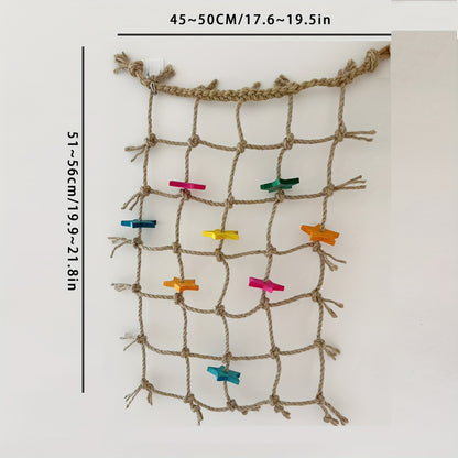 Bird Climbing Net for Parrots Hemp Rope Play Gym with Star Shape Chewable Toys Foraging Ladder Perch for Parakeets Cockatiels Conures