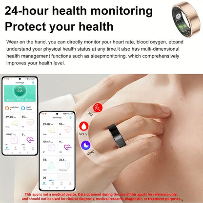 Health Monitoring Smart Ring for Women & Men, Fitness Activity Tracker with Sleep, Calories, Steps