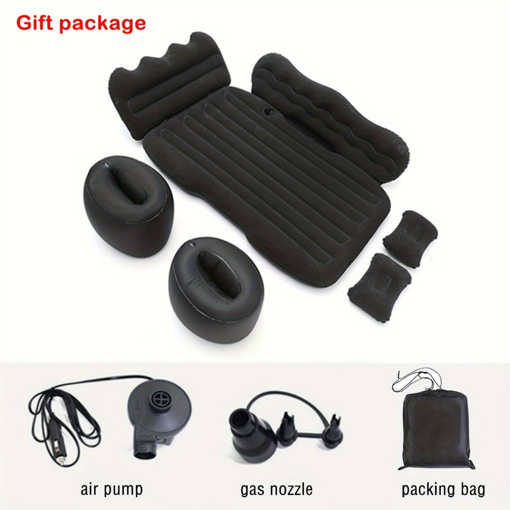 Car Inflatable Mattress for SUV & Sedan – Thickened Back Seat Sleeping Pad with Air Pump & 2 Pillows, Rear Trunk Camping Bed for Road Trips