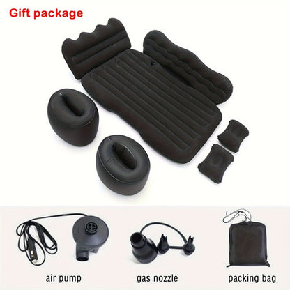 Car Inflatable Mattress for SUV & Sedan – Thickened Back Seat Sleeping Pad with Air Pump & 2 Pillows, Rear Trunk Camping Bed for Road Trips