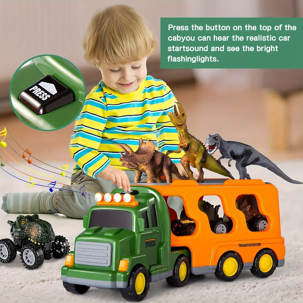 Dinosaur Transport Truck Toy Set with Lights & Sounds with the Listed Color, Size or Set Options for Everyday Use