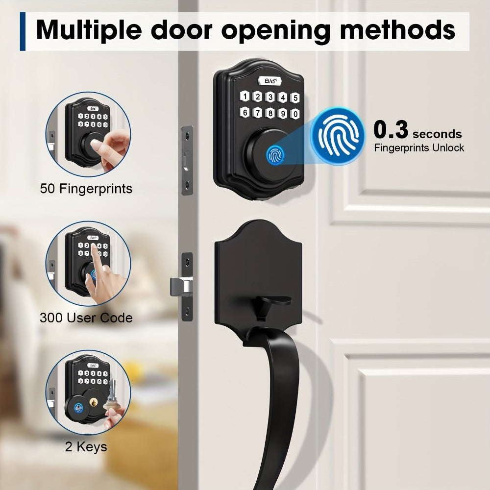Keypad Deadbolt Lock Fingerprint Keyless Entry, Electronic Door Lock with Code Fingerprint & Key