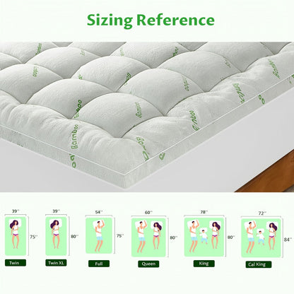 Green Bamboo-Labeled Quilted Mattress Topper with 8–21-Inch Pocket in Twin through California King