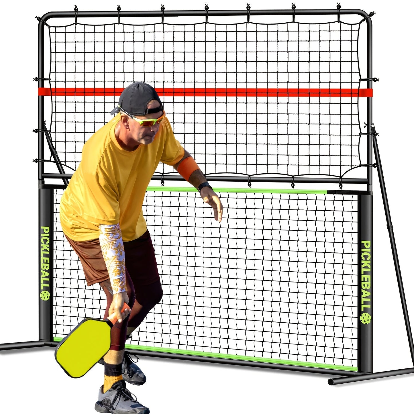 Pickleball Rebounder Net 6x6ft Angle Adjustable – 2-in-1 Practice Rebound Net for Dinks, Volleys & Hits Training