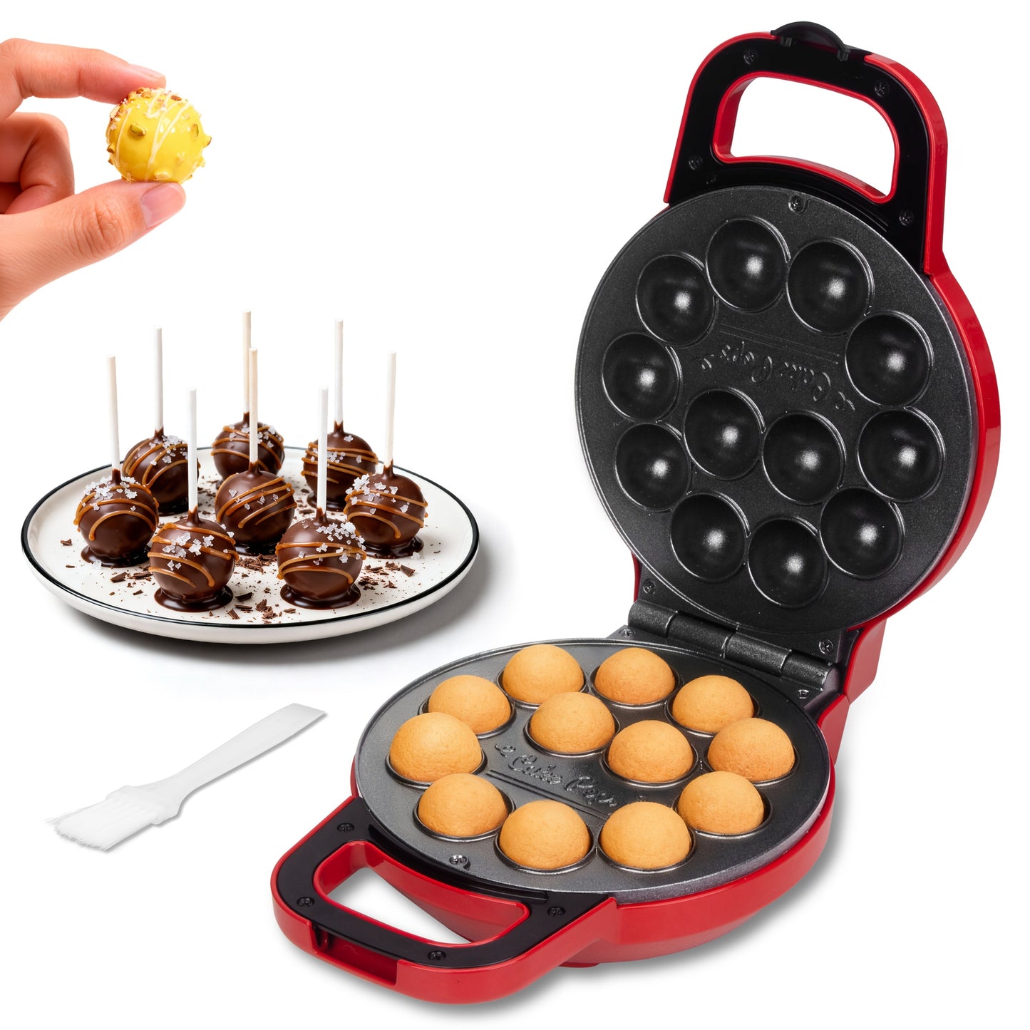 Cake Pop Maker Machine 12-Cavity 1.6 Inch, Electric Cake Pop Set with Flip-Over Even Heating Design