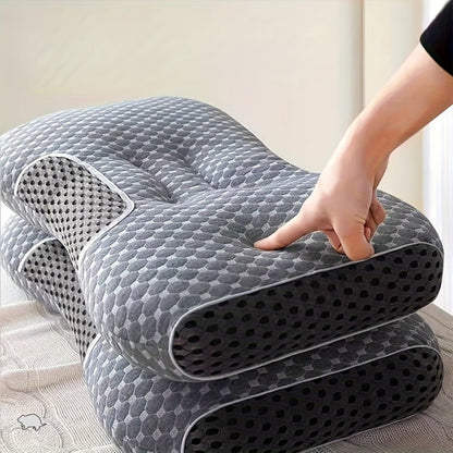 Cervical Neck Support Pillow Soft Knitted Ergonomic Orthopedic Contour Pillow for Deep Sleep – Non-Collapse High Pillow Core All Seasons