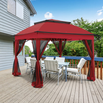 Instant Gazebo Tent 11x11 FT Mosquito Netting No Assembly Required for Garden, Yard and Pest Management