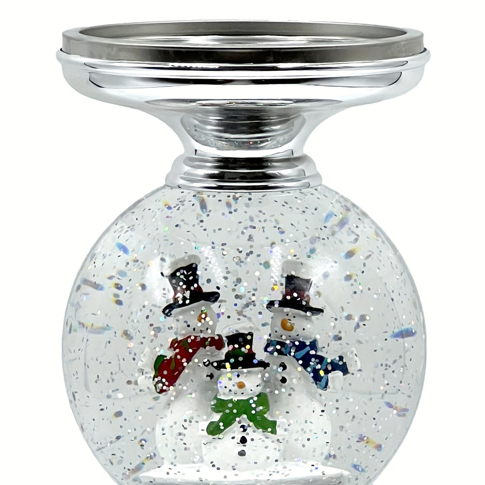 Snowman Water Globe Candle Holder Pedestal Compatible with Bath & Body Works 3-Wick Candles – Winter Christmas Centerpiece Table Decor
