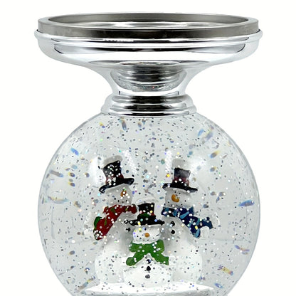 Snowman Water Globe Candle Holder Pedestal Compatible with Bath & Body Works 3-Wick Candles – Winter Christmas Centerpiece Table Decor