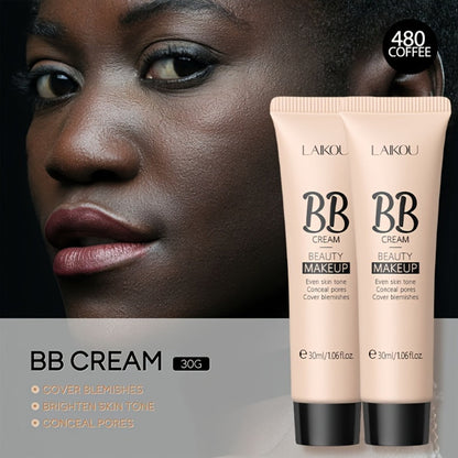 BB Cream 2 Pcs Set Waterproof, Pore-Minimizing Full Coverage Foundation with Blemish Concealer & Glycerin Hydration